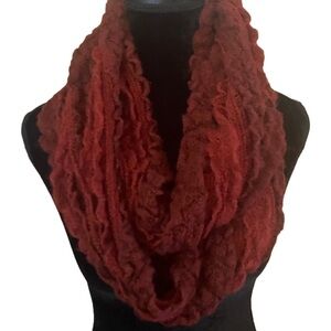 Infinity ring scarf in shades of dark reds